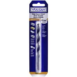 Vulcan Jobber Length Drill, 21/64 In Dia X 4-5/8 In L, Straight Shank, High Speed Steel