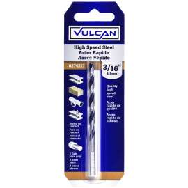 Vulcan Drill Bit, 3/16 In Dia X 3-1/2 In L, Straight Shank, High Speed Steel