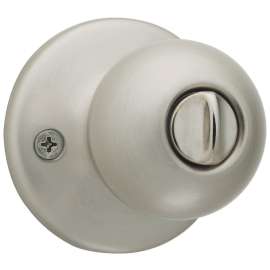 Kwikset 93001-875 Security Polo Knob Lockset, Satin Nickel, 1-3/8 to 1-3/4 in, 2-1/4 in Round Corner