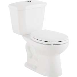 Foremost TT-2010-WL Two-Piece Toilet, Round Bowl, 1.08 gpf Flush, 12 in Rough-In, 14-3/4 in H Rim, Vitreous China, White