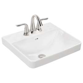 Foremost 13-0073-4W Vessel Bathroom Sink, Rectangle Basin, 4 in Faucet Centers, 3-Deck Hole, 18 in OAW, 7-7/8 in OAH