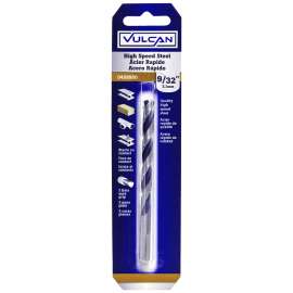 Vulcan Jobber Length Drill, 9/32 In Dia X 4-1/4 In L, Straight Shank, High Speed Steel