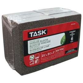 TASK Eco SP64256 Sanding Block, 3-3/4 in L, 2-3/4 in W, 60, 100 Grit, Fine, Medium