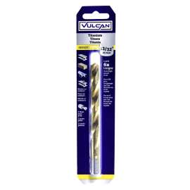 Vulcan Drill Bit, 13/32 In Dia X 5-1/4 In L, 3/8 In Reduced Shank, High Speed Steel, Titanium Nitride Coated