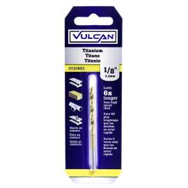 Vulcan Drill Bit, 1/8 In Dia X 2-3/4 In L, Straight Shank, High Speed Steel, Titanium Nitride Coated