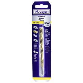 Vulcan Drill Bit, 5/16 In Dia X 4-1/2 In L, Straight Shank, High Speed Steel, Titanium Nitride Coated