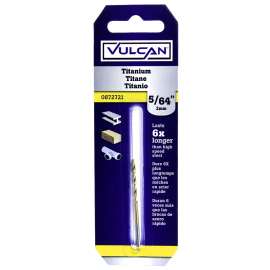 Vulcan Drill Bit, 5/64 In Dia X 2 In L, Straight Shank, High Speed Steel, Titanium Nitride Coated
