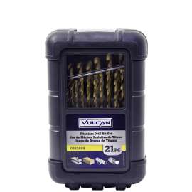 Vulcan Drill Bit Set, 1/16 - 3/8 In, 21 Pieces, 3-Flat Shank, Titanium