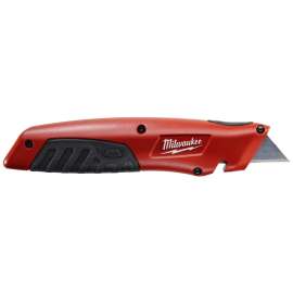 Milwaukee 48-22-1510 Utility Knife, 1 in L Blade, Metal Blade, Straight Handle, Black/Red Handle
