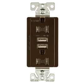 Arrow Hart TR7755RB-K-L Duplex Combination USB Receptacle, 125 VAC Receptacle, 5 VDC USB, 2-Pole