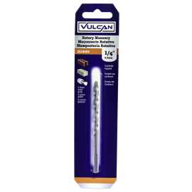 Vulcan Masonry Drill Bit, 1/4 In Dia X 4 In L, Wide Spiral Flutes, Straight Shank, Nickel Chrome Plated
