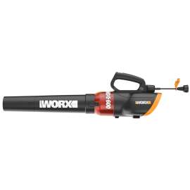WORX WG520 Electric Leaf Blower, 12 A, 120 V, 320, 600 cfm Air, 20 min Run Time, Black/Orange