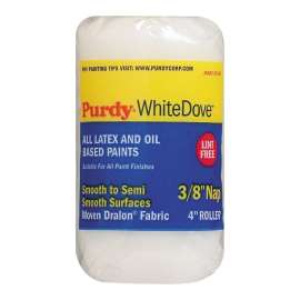Purdy White Dove 140786104 Jumbo Mini Roller Cover, 3/8 in Thick Nap, 4 in L, Woven Dralon Fabric Cover, White