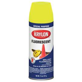 Krylon K03104888 Fluorescent Paint, Gloss, Lemon Yellow, 11 oz, Aerosol Can