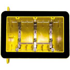 HUBBELL 2023FBAR Outlet Box, 3 -Gang, Polycarbonate, Yellow, Flush Mounting