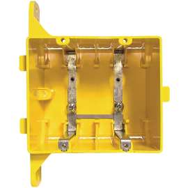 HUBBELL 2022R Outlet Box, 2 -Gang, PVC, Yellow, Bracket Mounting