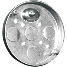 HUBBELL 56111BAR Round Pan Box, 1/2 in OAD, 4 -Knockout, Metal Housing Material