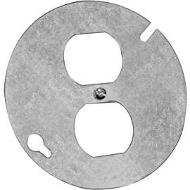 HUBBELL 54C65BAR Box Cover, 4 in L, 4 in W, Round, Metal