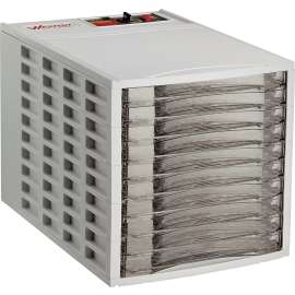 Weston 75-0201-W Food Dehydrator, 600 W, 10-Tray, Plastic, White, 10-3/4 in W x 14-1/4 in D Tray