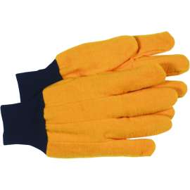 BOSS 4037 Clute-Cut Chore Gloves, L, Straight Thumb, Knit Wrist Cuff, Cotton/Polyester, Yellow