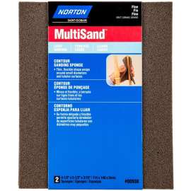 NORTON MultiSand 00938 Sanding Sponge, 5-1/2 in L, 4-1/2 in W, Fine, Aluminum Oxide Abrasive
