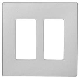 Eaton Cooper Wiring PJ PJS262SG-SP-L Wallplate, 4.87 in L, 4.94 in W, 2 -Gang, Polycarbonate, Silver Granite