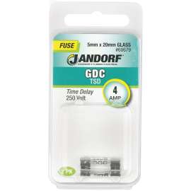Jandorf 60679 Time Delay Fuse, 4 A, 250 V, 40 A Interrupt, Glass Body