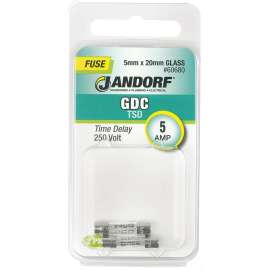 Jandorf 60680 Time Delay Fuse, 5 A, 250 V, 50 A Interrupt, Glass Body