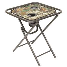 Seasonal Trends T5S18FR1G31ORT Stretch Folding Table, 16.9 in W, 16.9 in D, 18.1 in H, Steel Frame, Black/Tan