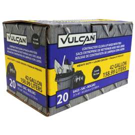 VULCAN FG-03812-07 Contractor Bag, 42 gal Capacity, Black