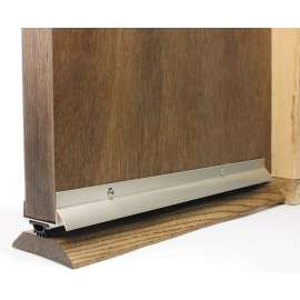 M-D 49000 Door Bottom with Drip Cap, 36 in L, 1-3/4 in W, 1-5/8 in H, Aluminum, Satin Nickel