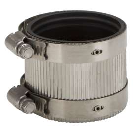 ProSource Coupling, 2 in, Rubber/Stainless Steel, Black/Stainless Steel Shield