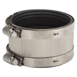 ProSource Coupling, 3 in, Rubber/Stainless Steel, Black/Stainless Steel Shield