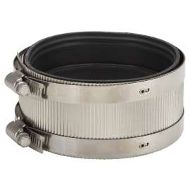 ProSource Coupling, 4 in, Rubber/Stainless Steel, Black/Stainless Steel Shield