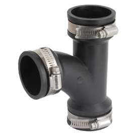 ProSource QT-150 Flexible Pipe Tee, PVC, Black
