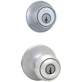 Weiser Yukon Series 9GACS74510-021 Combo Entry Knob Lockset, 3 Grade, Satin Chrome, K4 Keyway, 2-1/4 in Thick Door