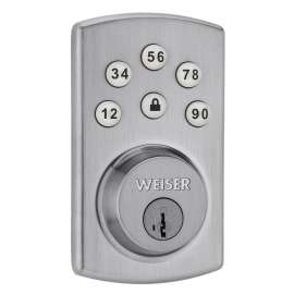 Weiser GED1460 X 26D Electronic Lock, 3 Grade, Satin Chrome, 2-3/8 to 2-3/4 in Backset, Residential