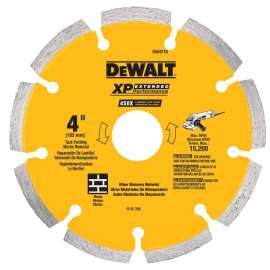 DeWALT Tuckpoint DW4710 Saw Blade, 4 in Dia, 7/8 in, 5/8 in, 20 mm Arbor, Cobalt/Diamond Cutting Edge
