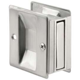 Prime-Line N 7079 Pocket Door Pull, 1-3/8 in W, 2-1/2 in D, 2-3/4 in H, Brass, Satin Chrome