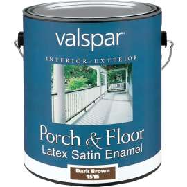 Valspar 027.0001515.007 Latex Porch and Floor Paint, Satin, Dark Brown, 1 gal