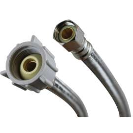 FLUIDMASTER Click Seal Series B1T09C Toilet Supply Line, Flexible, 3/8 in Inlet, Compression Inlet, 7/8 in Outlet