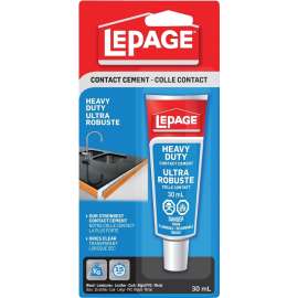 LePage 1504637 Heavy-Duty Contact Cement, Liquid, Solvent, Colorless, 30 mL Tube