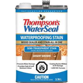 Thompson's WaterSeal THC017201-16 Wood Stain and Sealant, Semi-Transparent, Desert Brown, 3.78 L