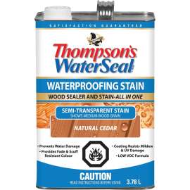 Thompson's WaterSeal THC017202-16 Wood Stain and Sealant, Semi-Transparent, Natural Cedar, 3.78 L