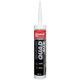 LePage QUAD MAX 1869816 Window Door and Siding Sealant, White, 24 to 72 hr Curing, 0 to 140 deg F, 280 mL Cartridge