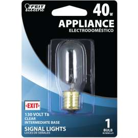 Feit Electric BP40T8N-130 Incandescent Lamp, 40 W, T8 Lamp, Intermediate E17 Lamp Base, 340 Lumens