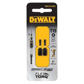 DeWALT DWA1TX15IR2 Screwdriver Bit, T15 Drive, Torx Drive, 1/4 in Shank, 1 in L