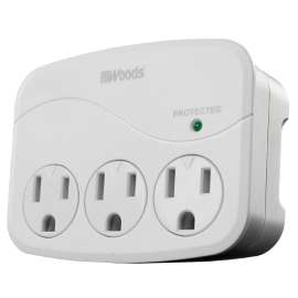 Woods 41034 Surge Protector, 120 VAC, 15 A, 3 -Outlet, 1000 J Energy, White