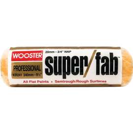 WOOSTER SUPER/FAB KR241-9 1/2 Paint Roller Cover, 3/4 in Thick Nap, 9-1/2 in L, Knit Fabric Cover, Golden Yellow