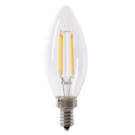 Feit Electric BPCTC40/950CA/FIL/2 LED Bulb, Decorative, B10 Lamp, 40 W Equivalent, E12 Lamp Base, Dimmable
